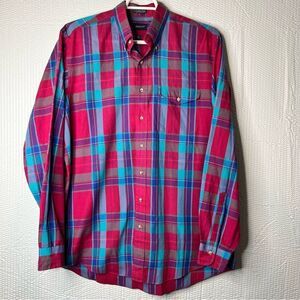Vintage Gant FoxHunt Multicolor Plaid Button Down Dress Shirt Size XLT